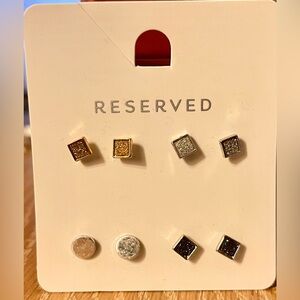 Reserved Sparkly & Matte Stud Earrings Set of 4